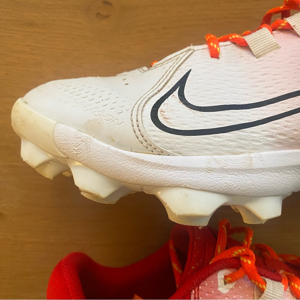 Nike Womens HyperDiamond 4 Pro, Red/ White/ Orange Fire Laces, Sz 7.5 - Picture 10 of 15